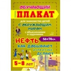 Нефть. Как добывают и что из нее делают. Обучающий плакат-раскраска для детей 5-8 лет